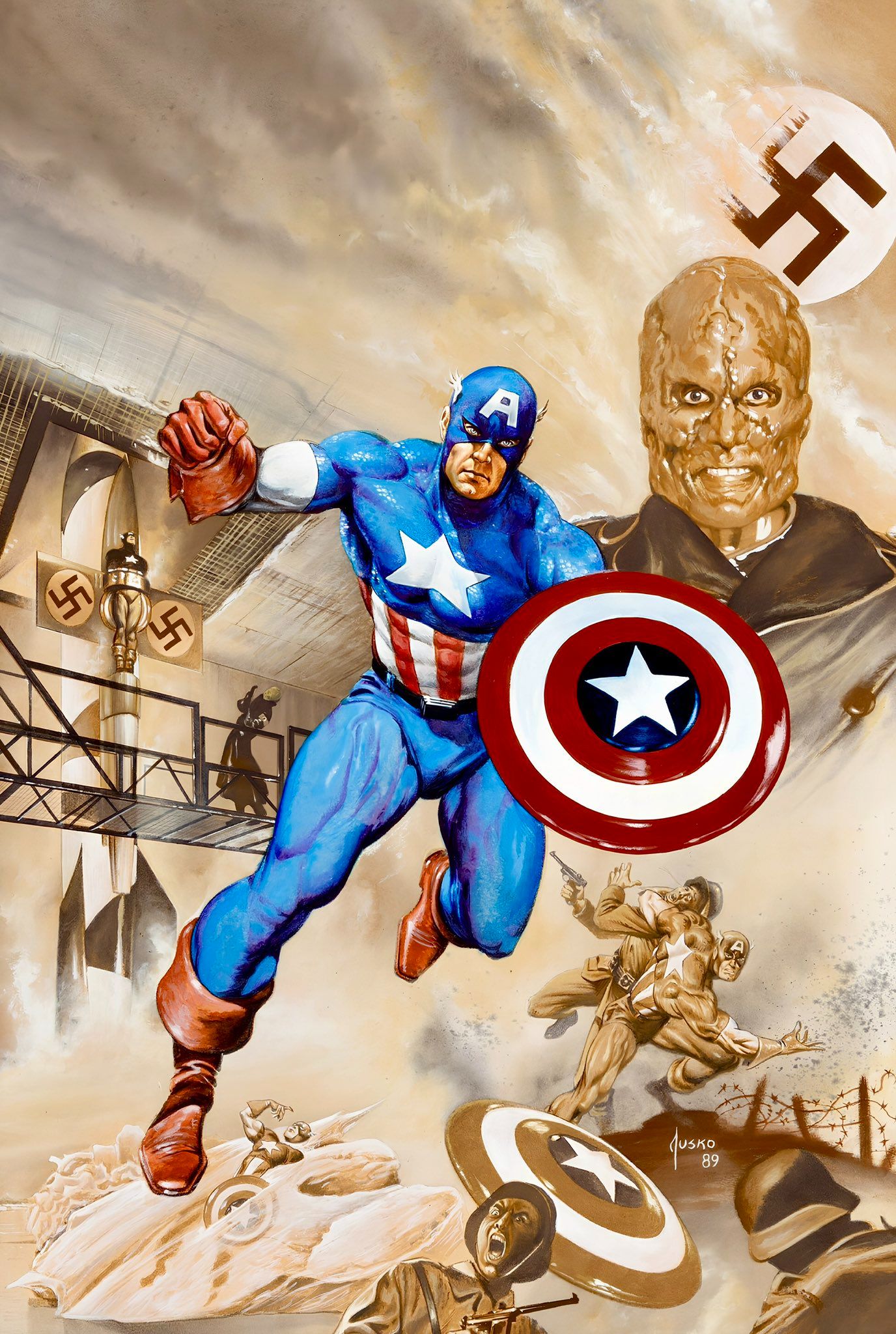 漫威,漫威漫画,美漫,超级英雄,复仇者联盟,美国队长,红骷髅,美图,壁纸,绘画