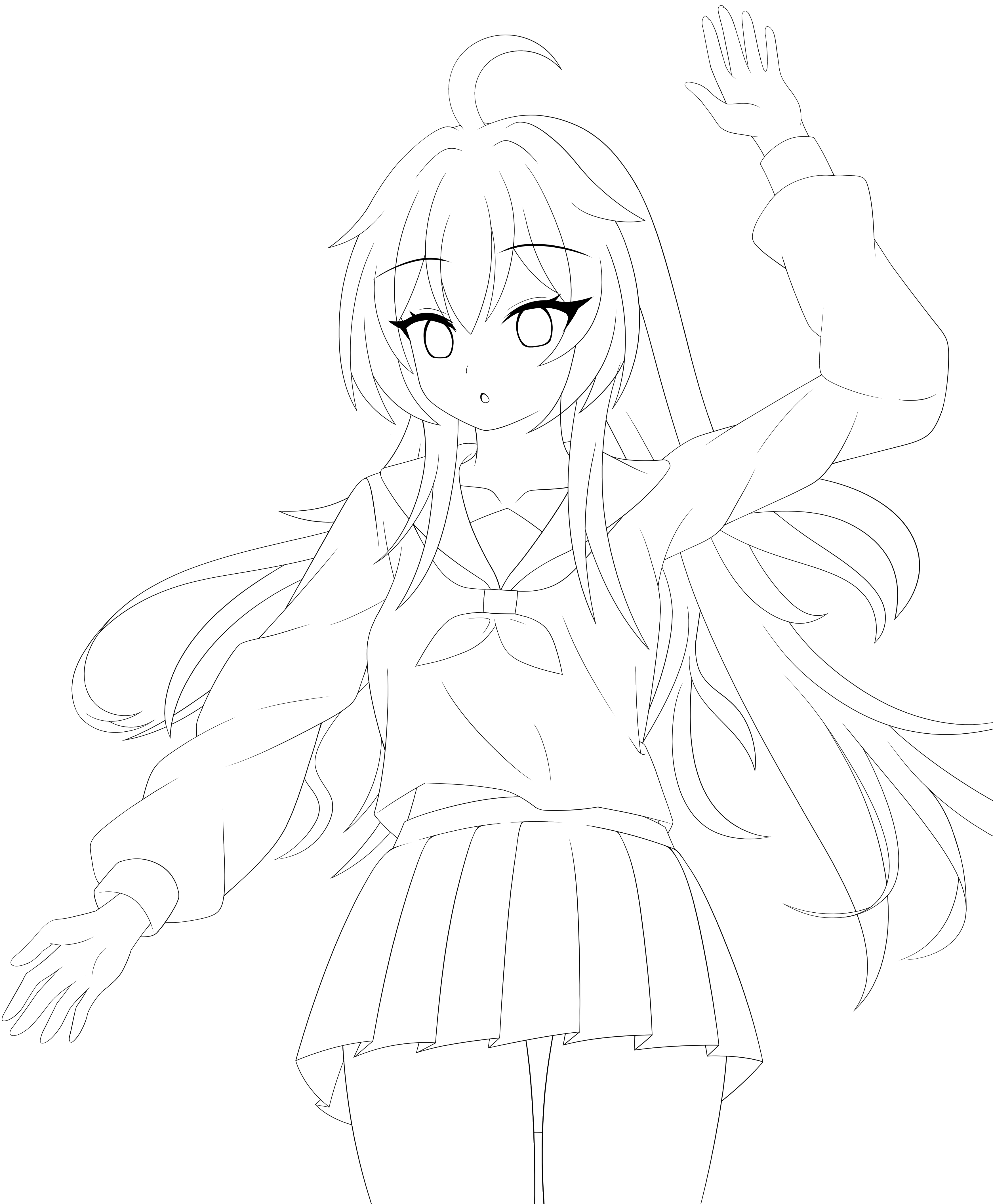 绘画,线稿,插画,乐正绫