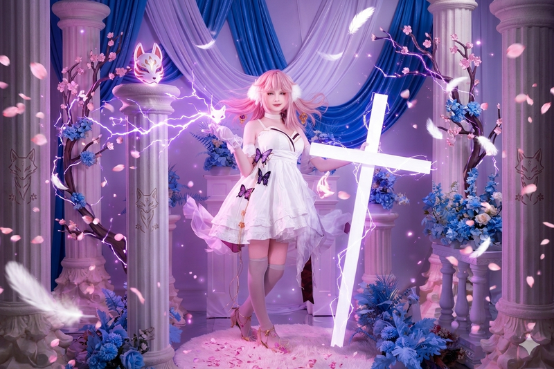 原神COS,八重神子,八重神子COS,花嫁COS