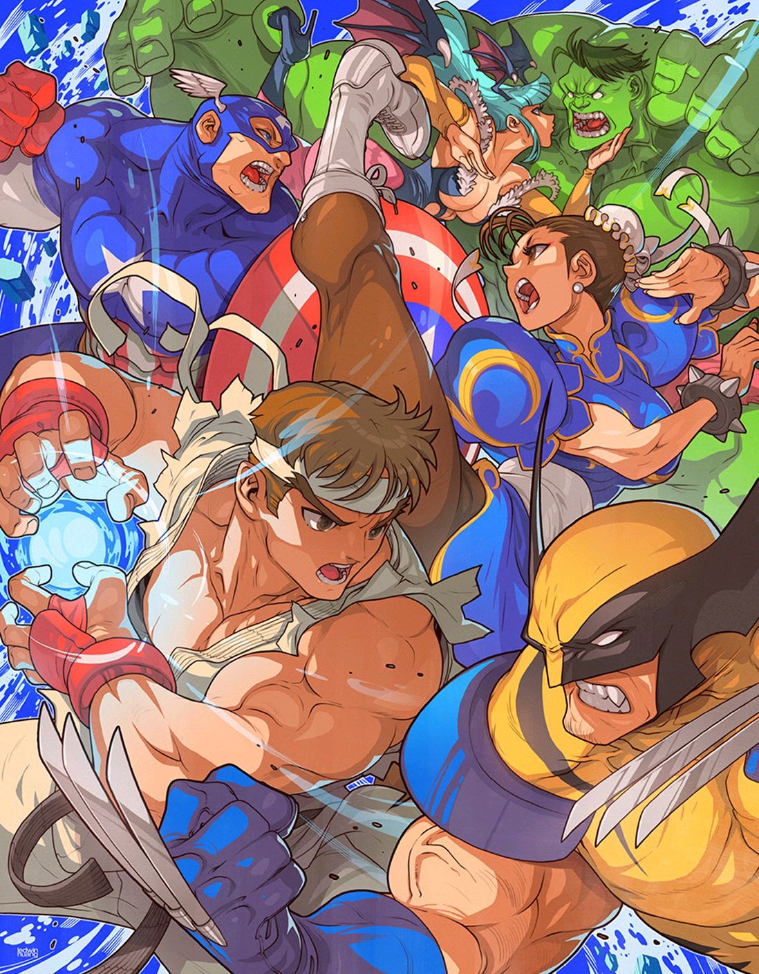 漫威,漫威漫画,卡普空,街头霸王,恶魔战士,漫威VS卡普空,美图,壁纸,绘画,插画