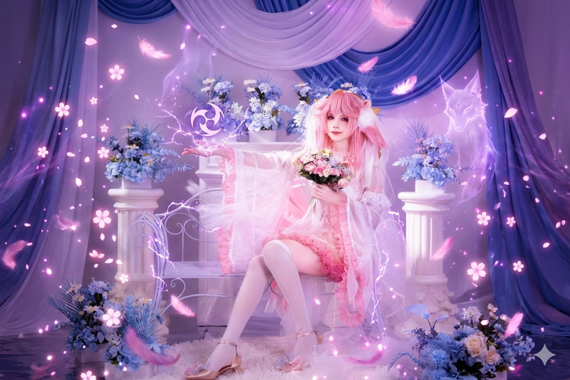原神COS,八重神子,八重神子COS,花嫁COS