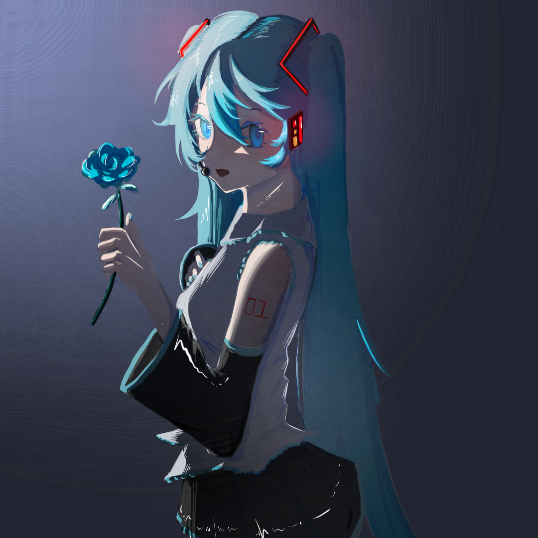 初音未来,绘画,miku,板绘