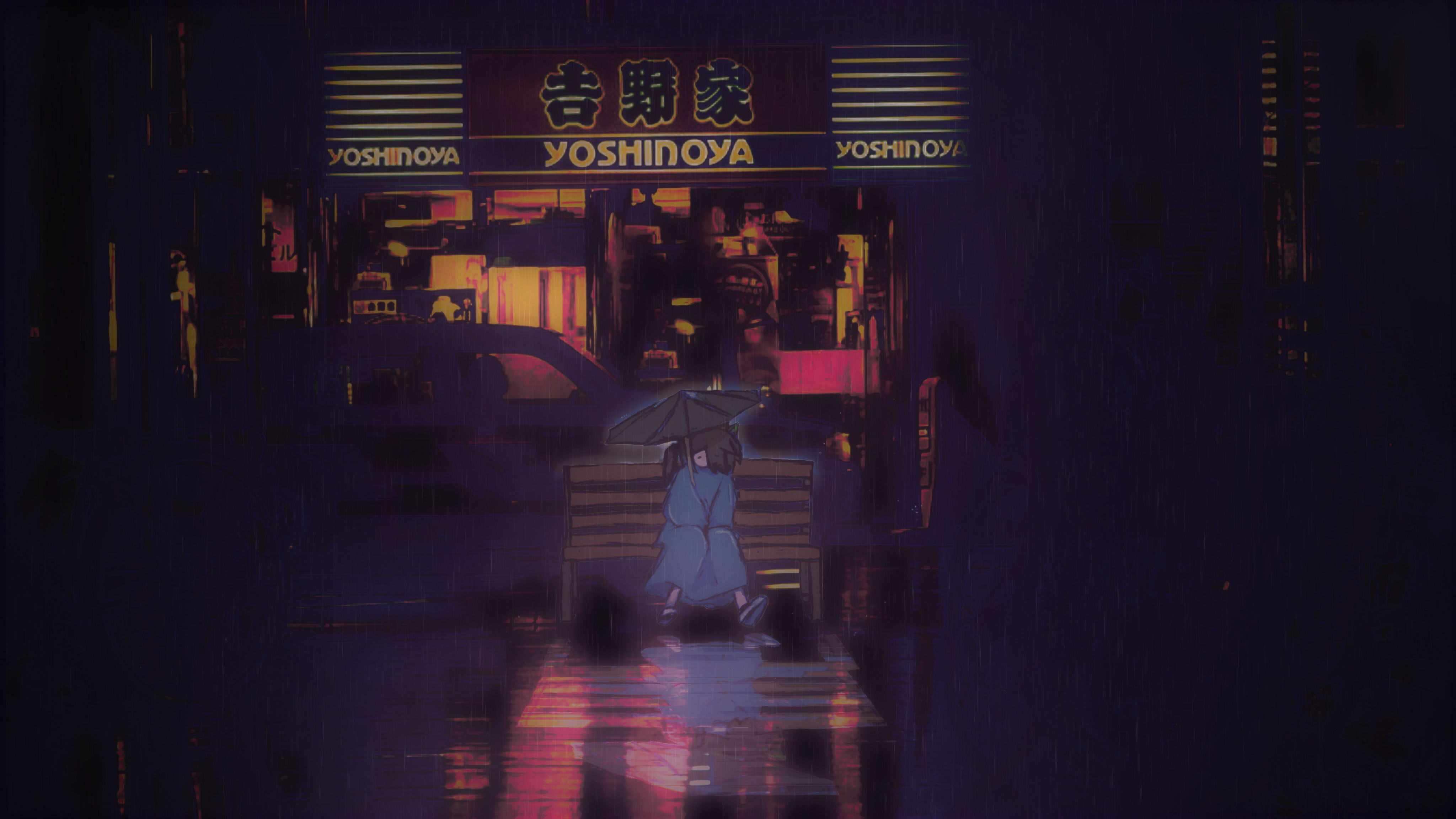 绘画,插画,雨