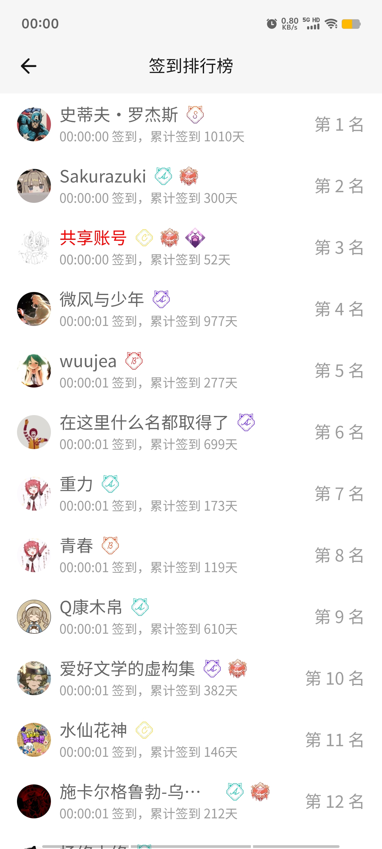 签到,首签,明日签到,每日签到,签到排行榜,M站签到