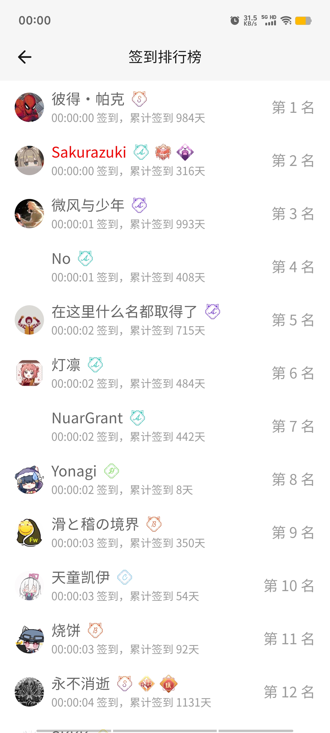 签到,明日签到,每日签到,首签,M站签到,签到排行榜,随缘签到
