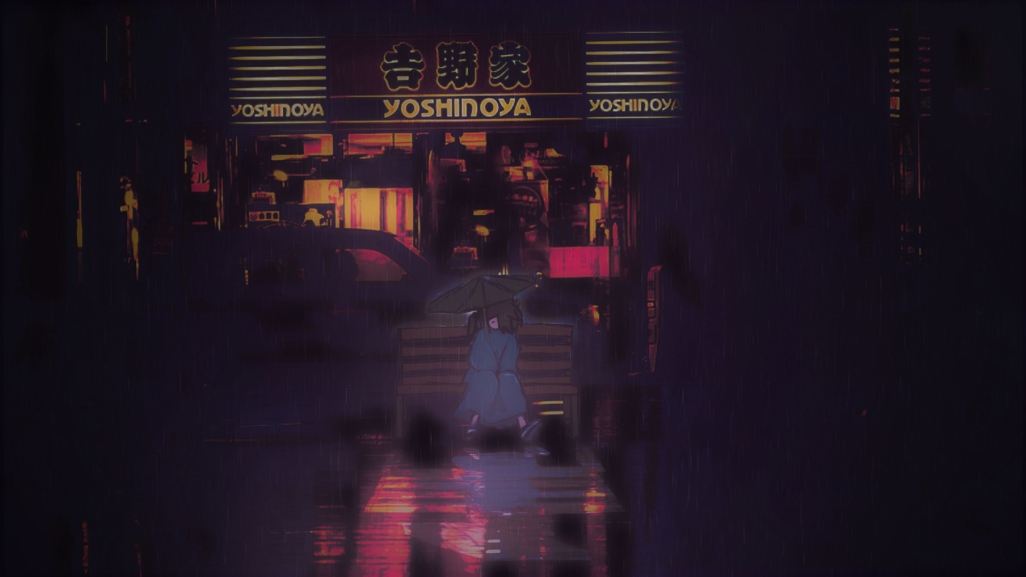 绘画,插画,雨