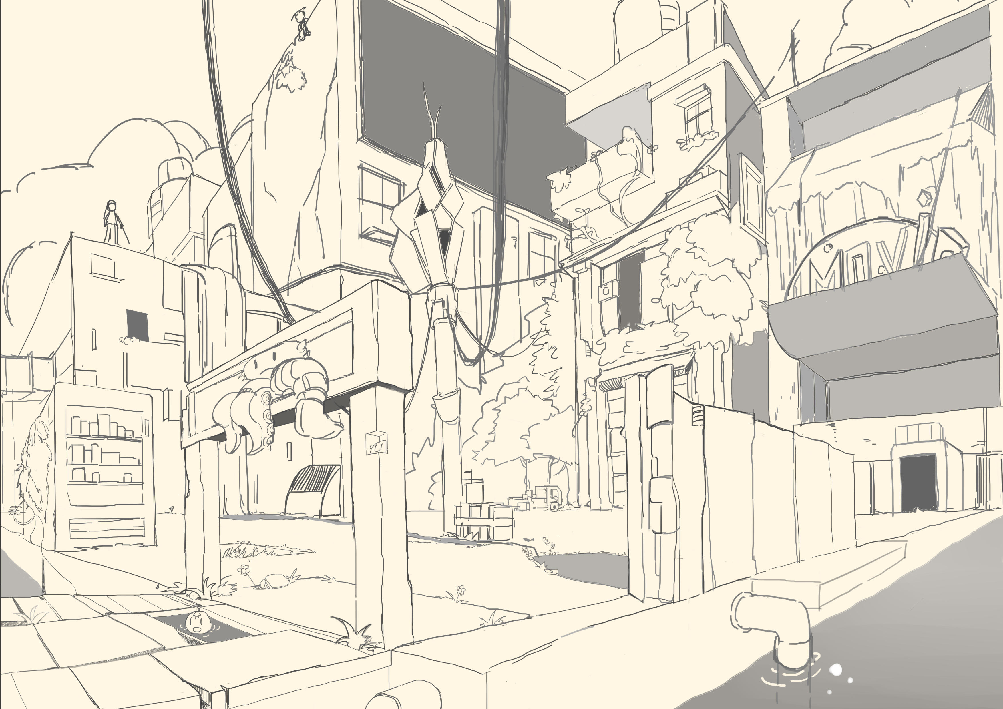 透视,绘画,草稿