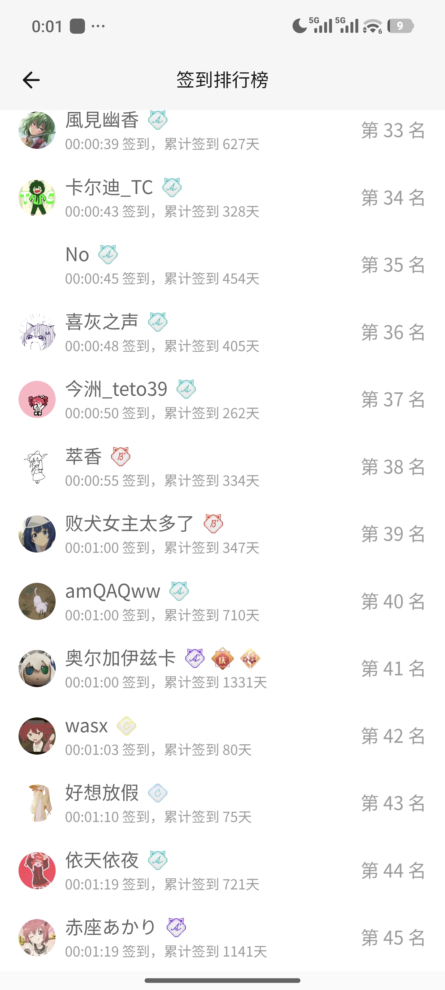 签到,完成,依旧