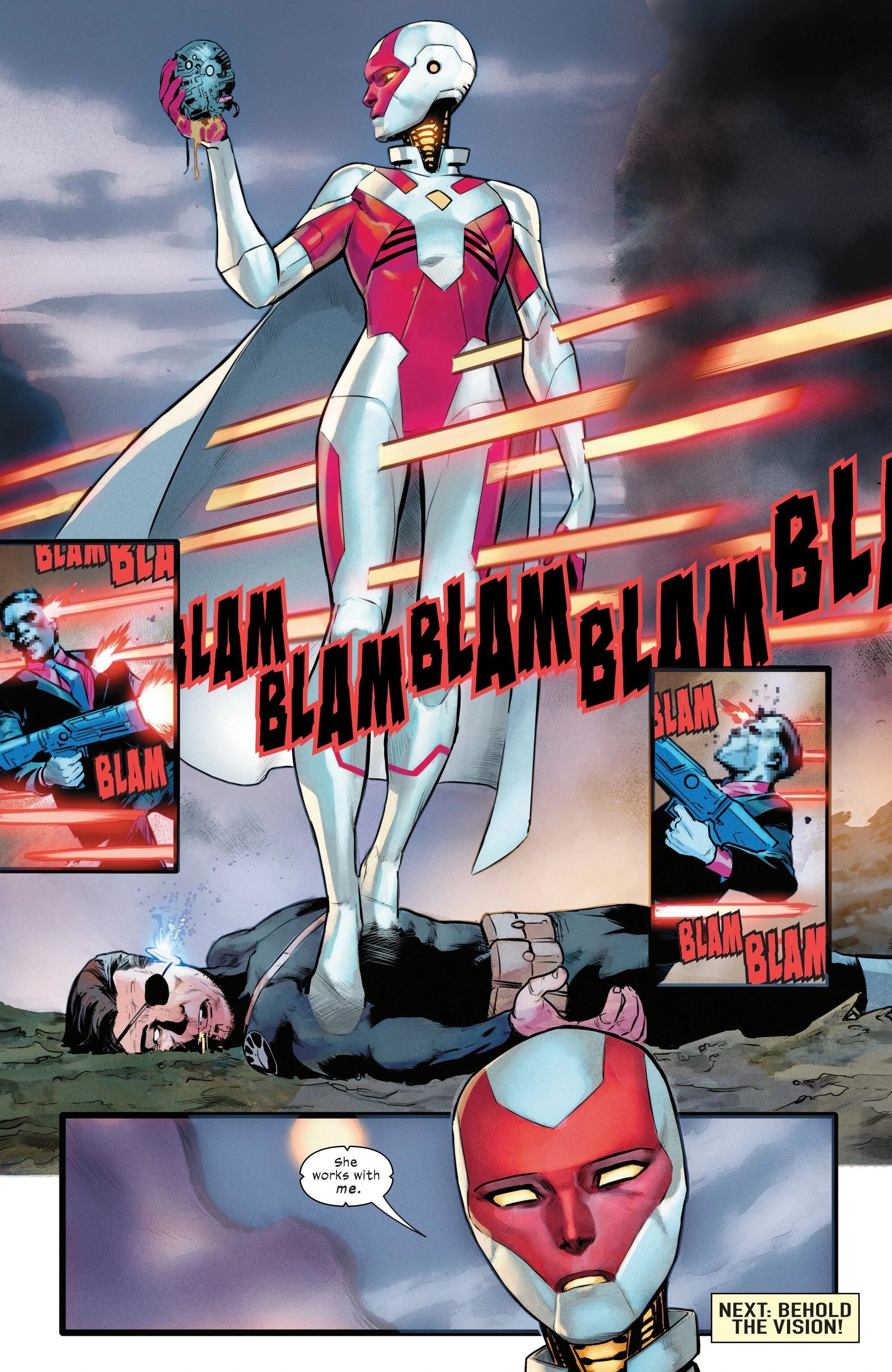 漫威,漫威漫画,美漫,超级英雄,漫画,动漫,终极战队,幻视,霹雳火,绘画