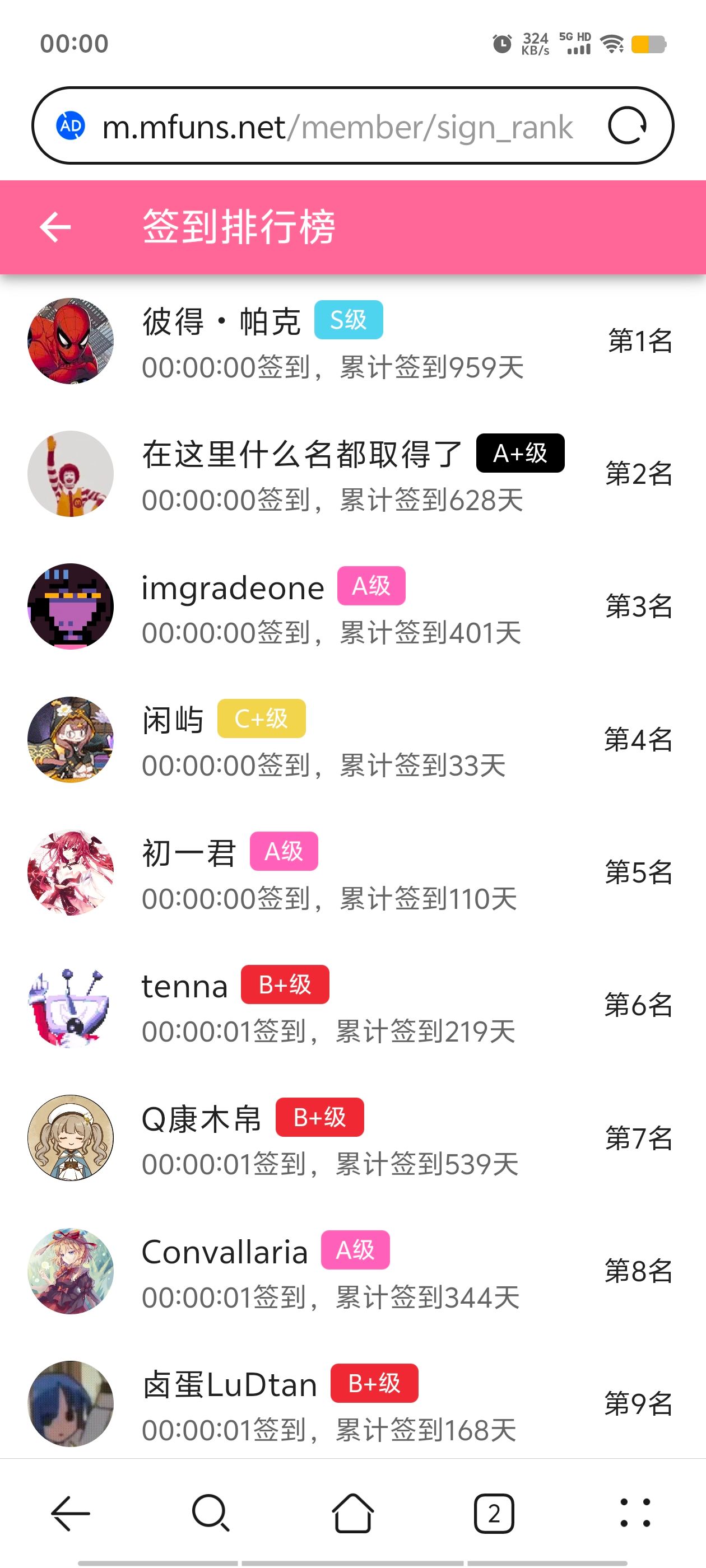 签到,每日签到,M站签到,签到排行榜