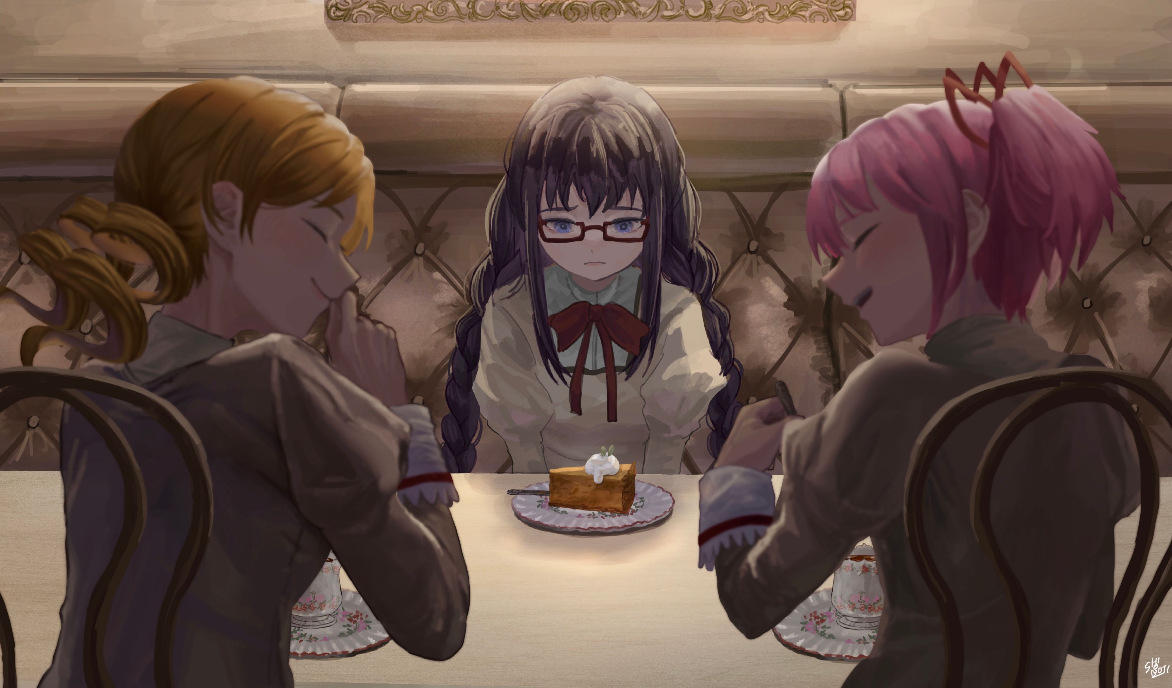 动漫美图,动漫壁纸,魔法少女小圆,魔法少女,鹿目圆,晓美焰,巴麻美,美图,壁纸,绘画,插画,PIXIV,画师推荐