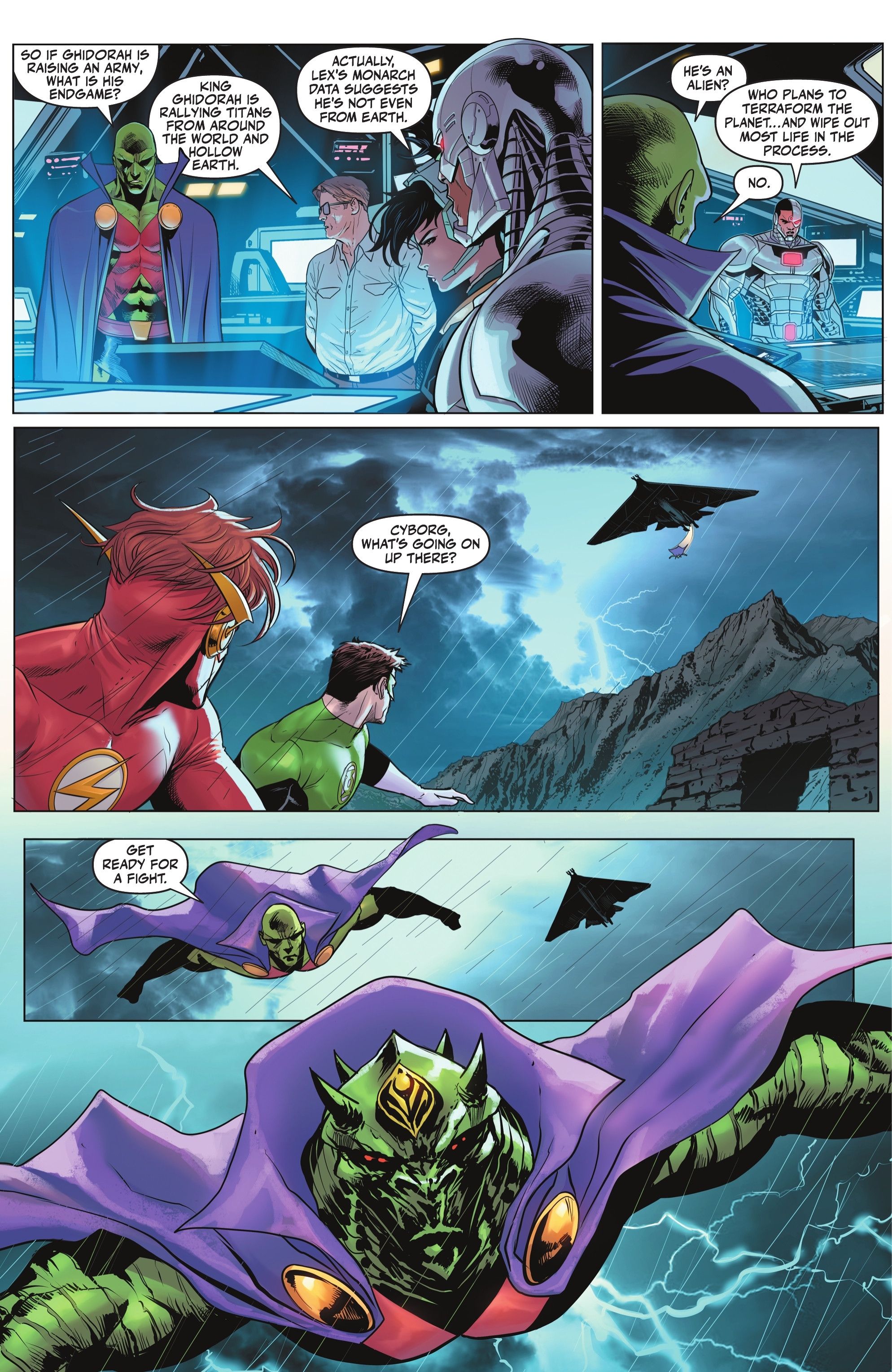 DC,DC漫画,怪兽电影宇宙,美漫,漫画,正义联盟,哥斯拉,火星猎人,基多拉,绘画