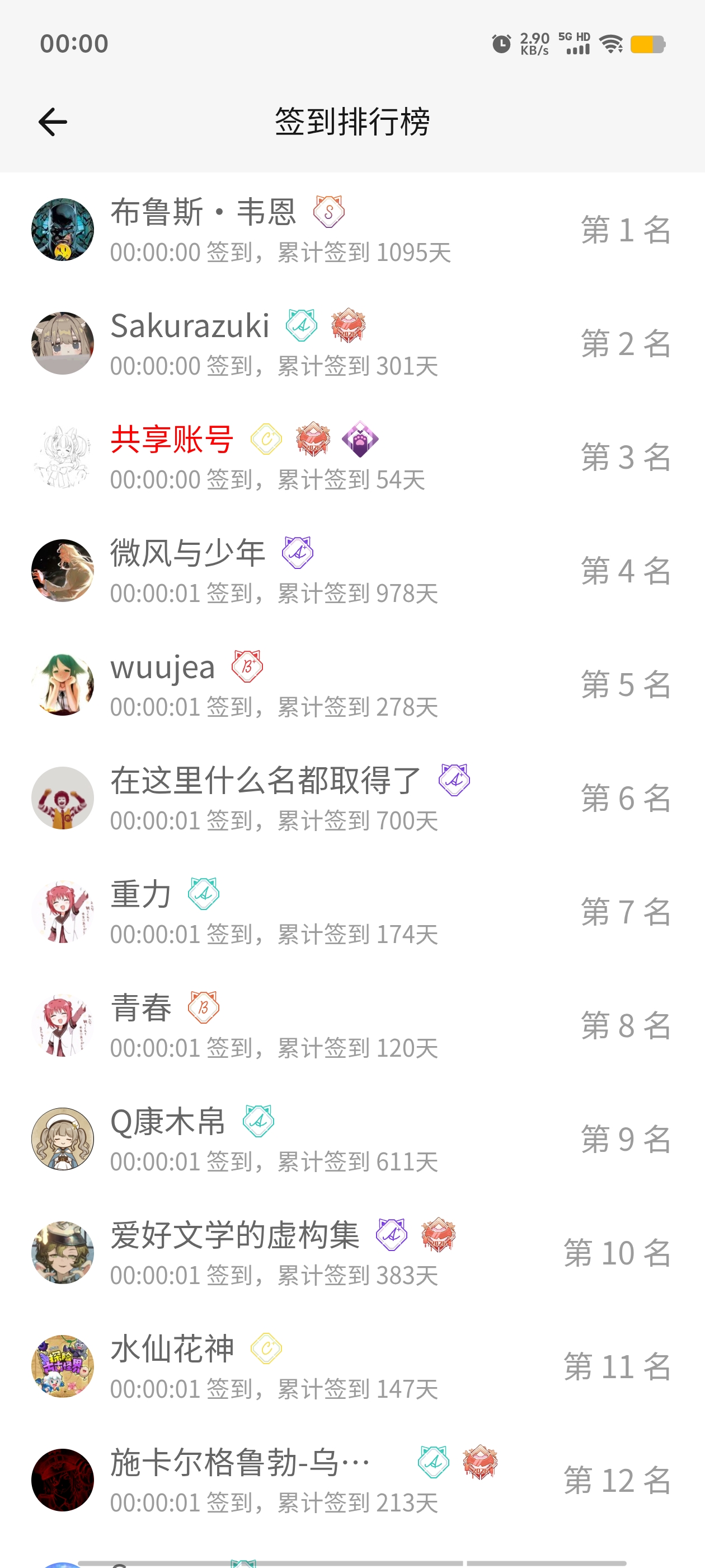 签到,首签,明日签到,每日签到,签到排行榜,M站签到