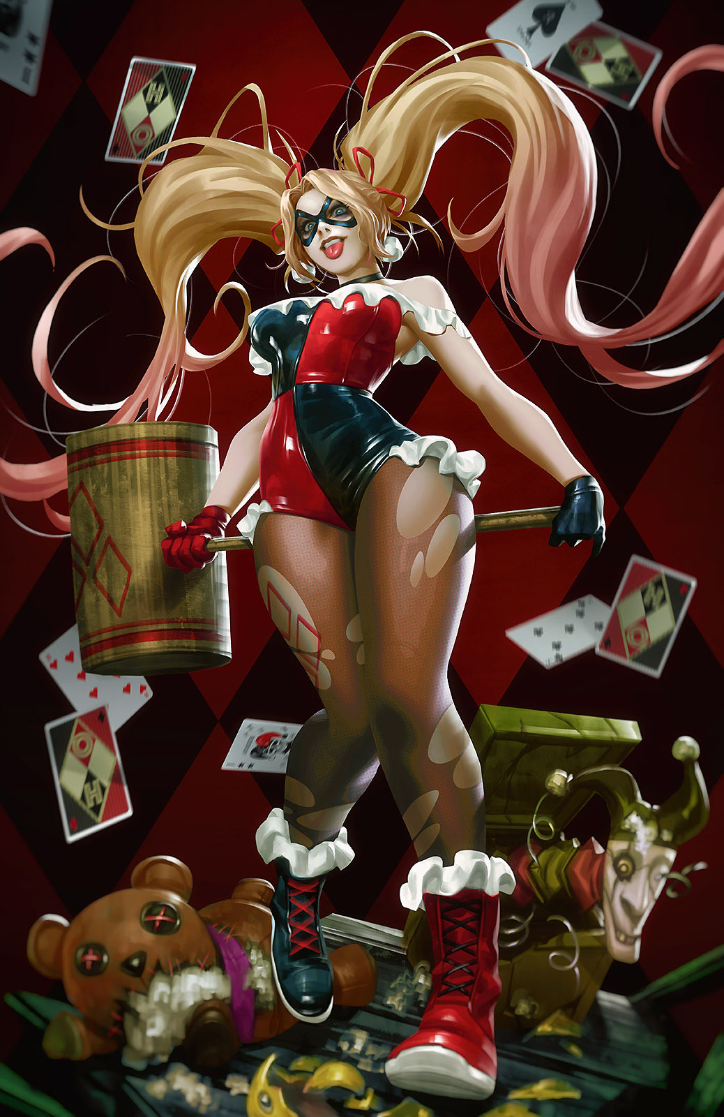 DC,DC漫画,美漫,超级英雄,小丑女,美图,壁纸,绘画,插画,二次元