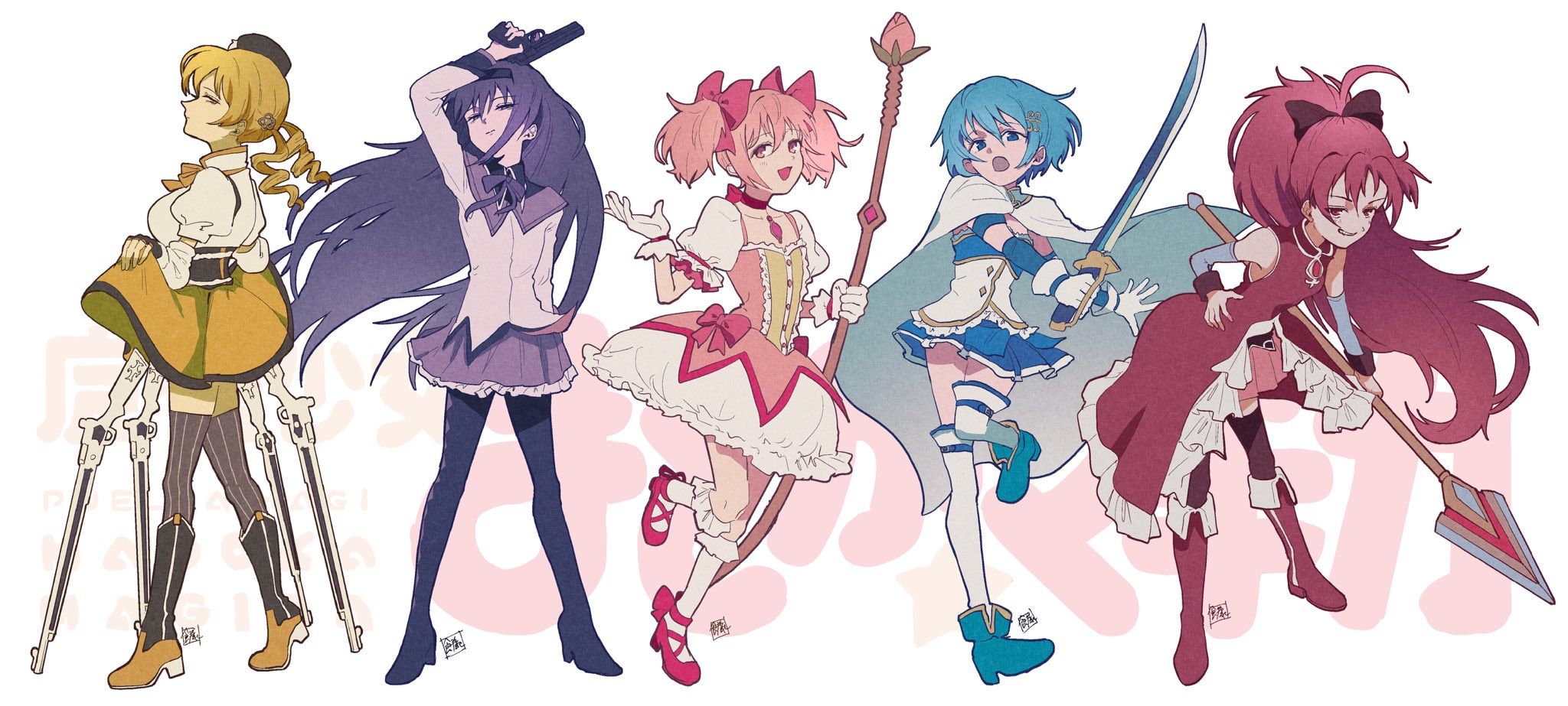 魔法少女小圆,魔法少女,鹿目圆,晓美焰,美树沙耶香,巴麻美,佐仓杏子,美图,壁纸,绘画