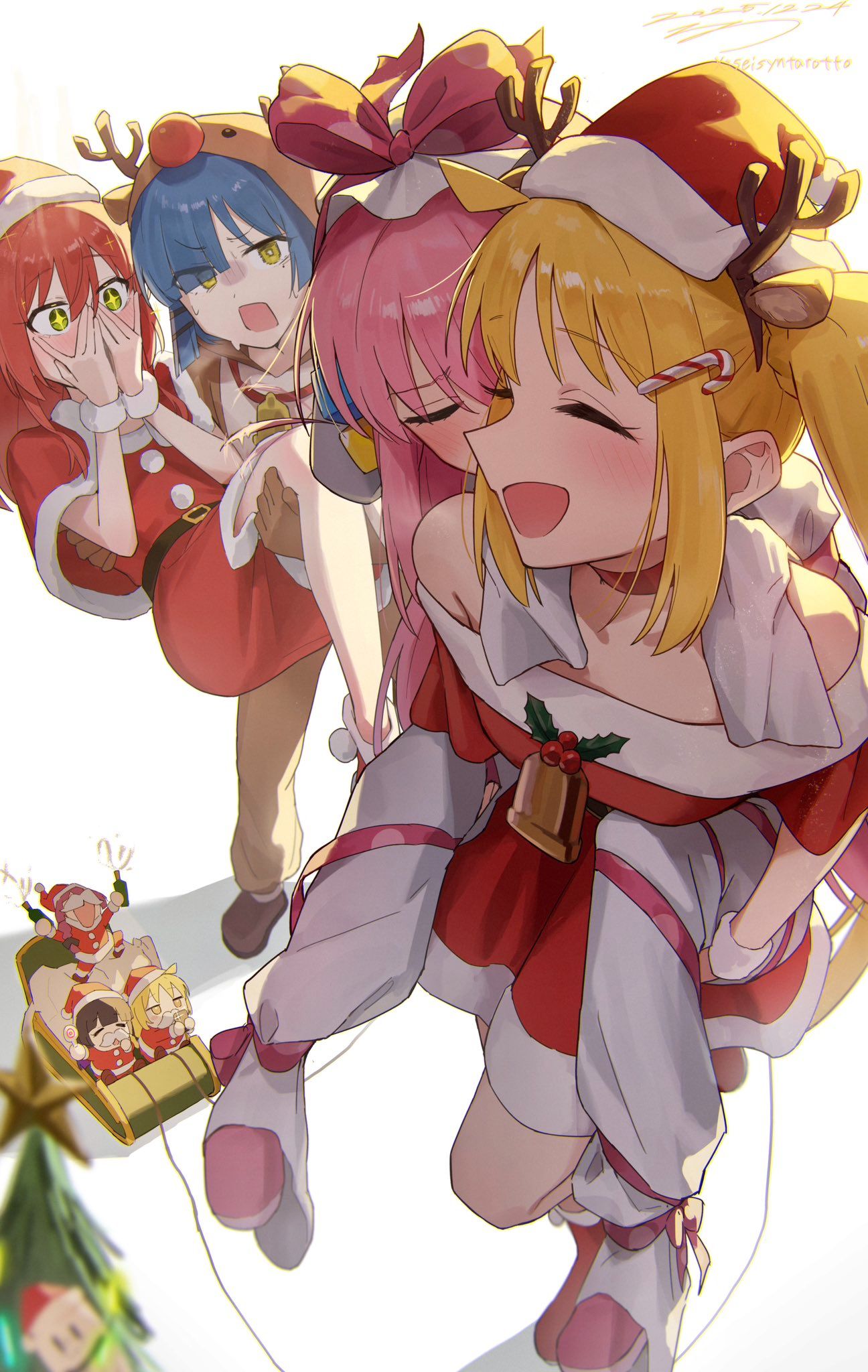 孤独摇滚,结束乐队,后藤一里,山田凉,伊地知虹夏,喜多郁代,美图,壁纸,绘画,二次元