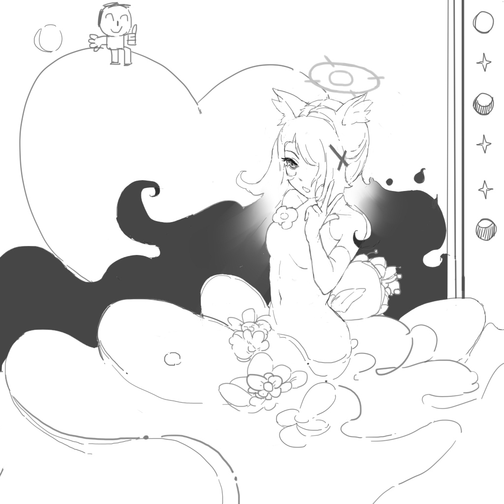 蔚蓝档案,砂狼白子,线稿,ba