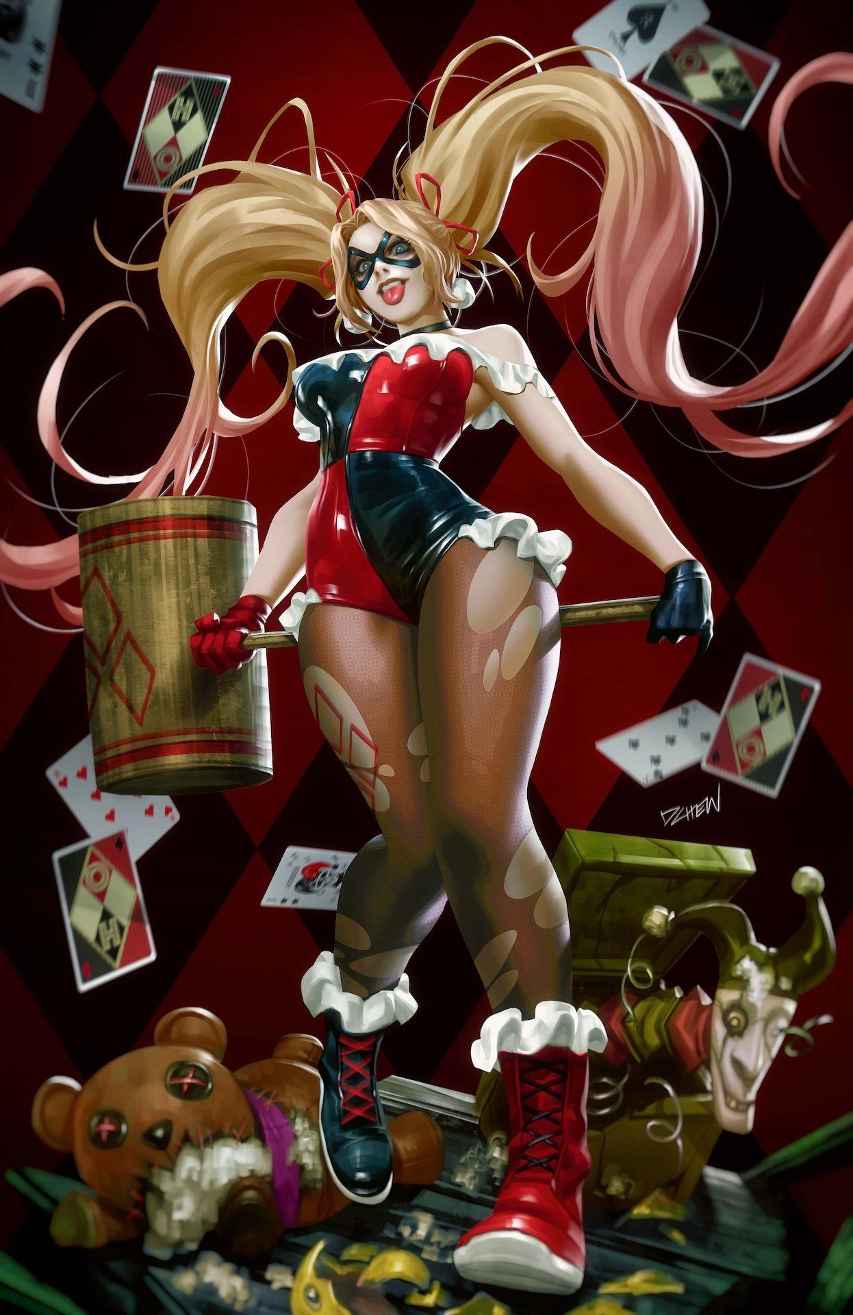 DC,DC漫画,美漫,超级英雄,小丑女,美图,壁纸,绘画,插画,二次元